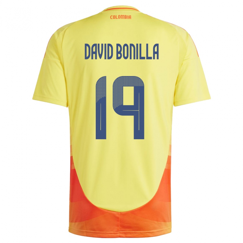 Mænd Colombia Juan David Bonilla #19 Gul Hjemmebane Spillertrøjer 24-26 Trøje T-Shirt