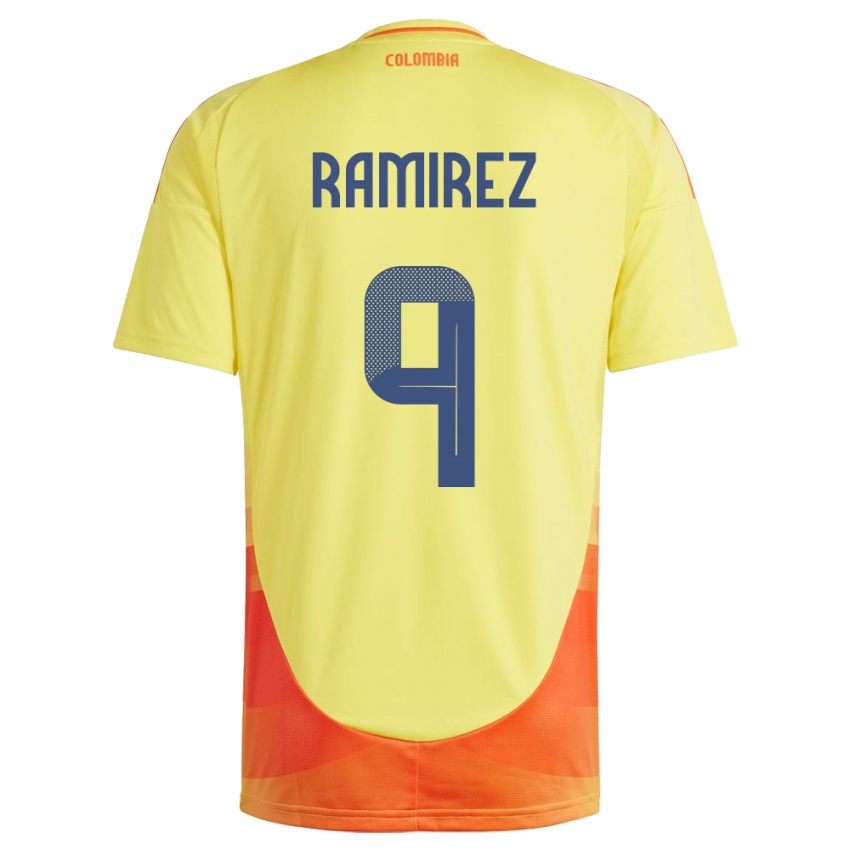 Mænd Colombia Mayra Ramírez #9 Gul Hjemmebane Spillertrøjer 24-26 Trøje T-Shirt