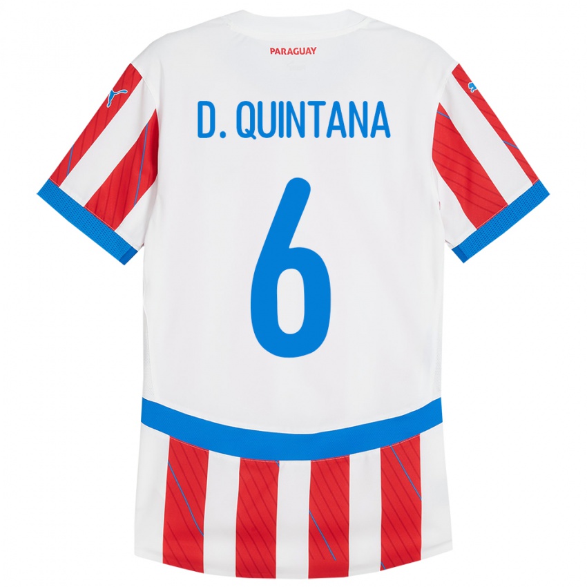 Mænd Paraguay Dulce Quintana #6 Hvid Rød Hjemmebane Spillertrøjer 24-26 Trøje T-Shirt