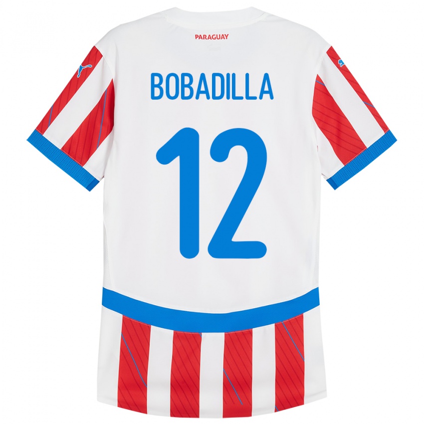 Mænd Paraguay Alicia Bobadilla #12 Hvid Rød Hjemmebane Spillertrøjer 24-26 Trøje T-Shirt