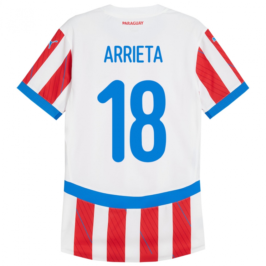 Mænd Paraguay Camila Arrieta #18 Hvid Rød Hjemmebane Spillertrøjer 24-26 Trøje T-Shirt