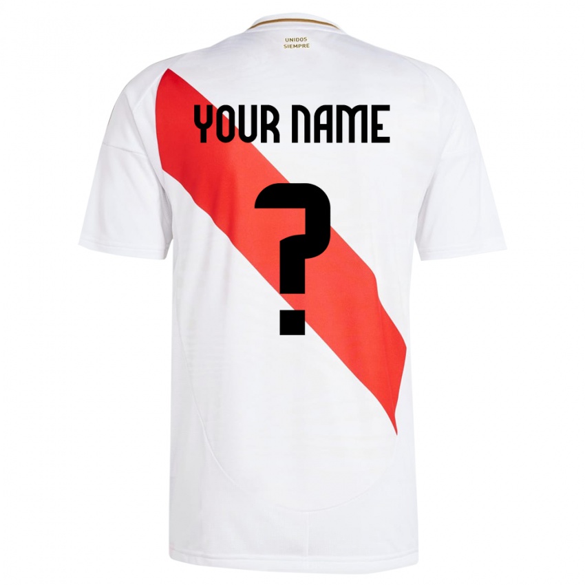 Mænd Peru Dit Navn #0 Hvid Hjemmebane Spillertrøjer 24-26 Trøje T-Shirt