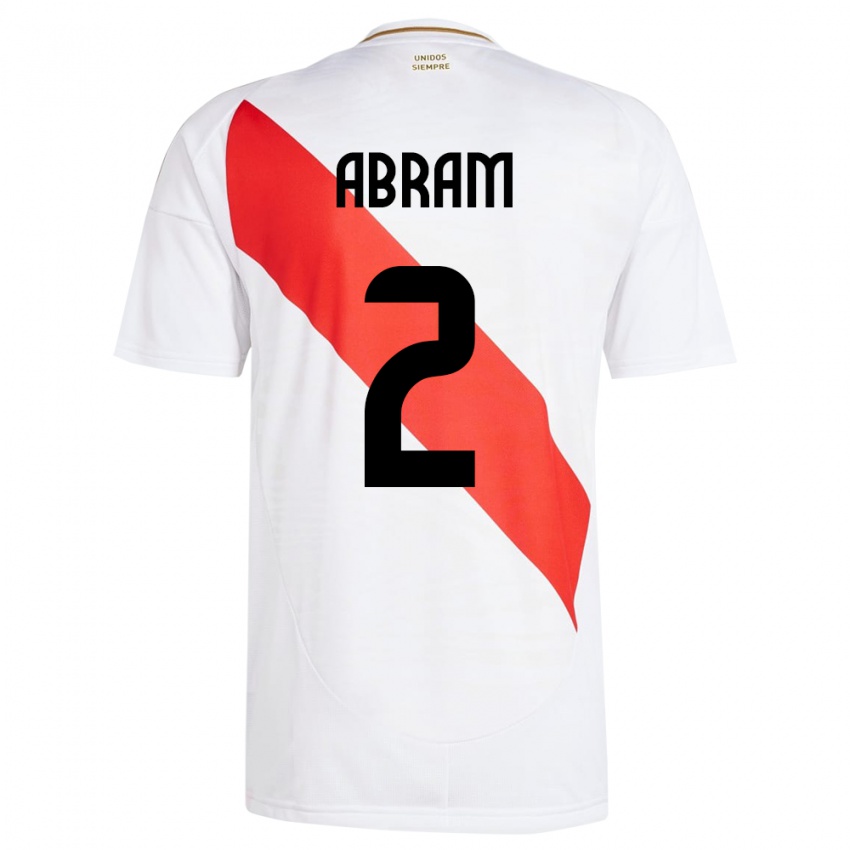 Mænd Peru Luis Abram #2 Hvid Hjemmebane Spillertrøjer 24-26 Trøje T-Shirt