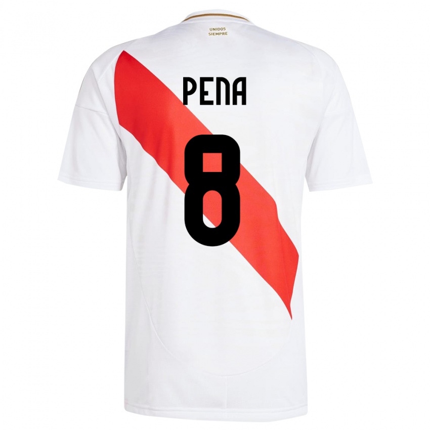 Mænd Peru Sergio Peña #8 Hvid Hjemmebane Spillertrøjer 24-26 Trøje T-Shirt