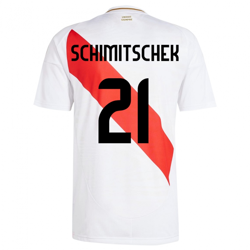 Mænd Peru Ian Schimitschek #21 Hvid Hjemmebane Spillertrøjer 24-26 Trøje T-Shirt