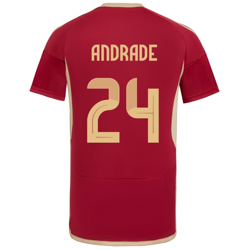 Mænd Venezuela Kervin Andrade #24 Bourgogne Hjemmebane Spillertrøjer 24-26 Trøje T-Shirt