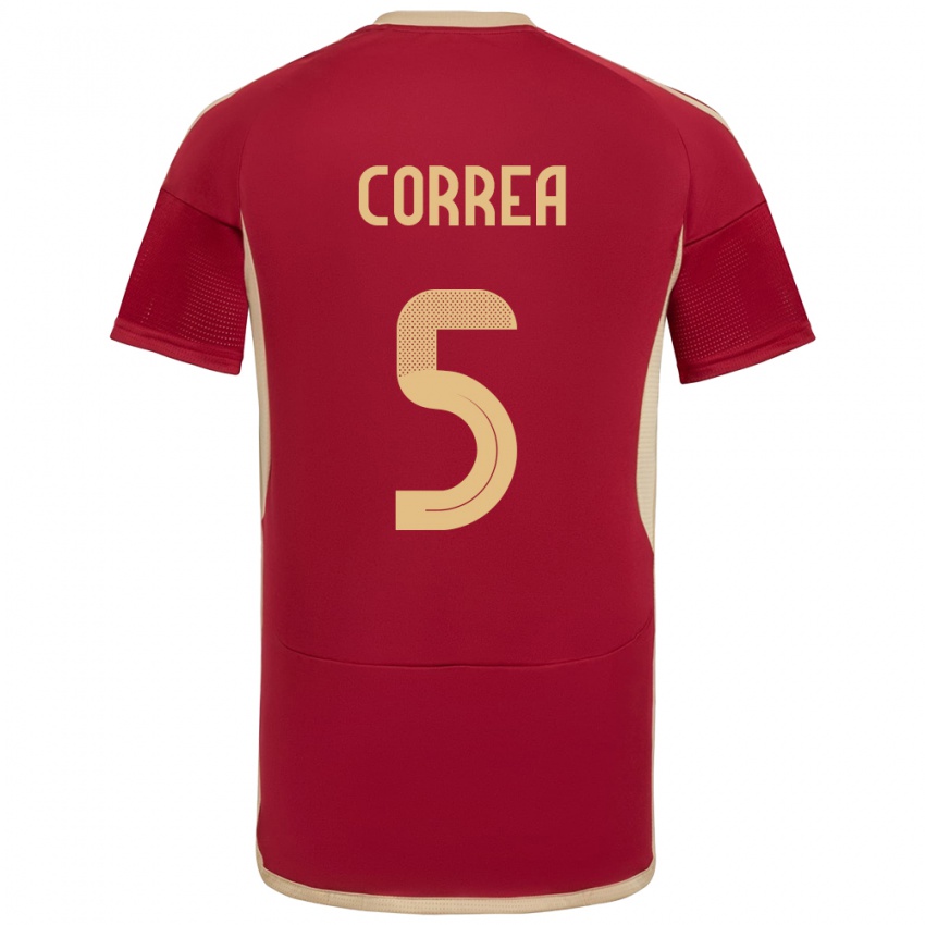 Mænd Venezuela José Correa #5 Bourgogne Hjemmebane Spillertrøjer 24-26 Trøje T-Shirt