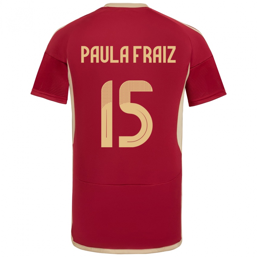 Mænd Venezuela Ana Paula Fraiz #15 Bourgogne Hjemmebane Spillertrøjer 24-26 Trøje T-Shirt