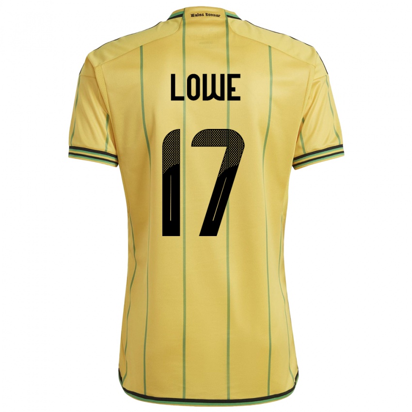 Mænd Jamaica Damion Lowe #17 Gul Hjemmebane Spillertrøjer 24-26 Trøje T-Shirt