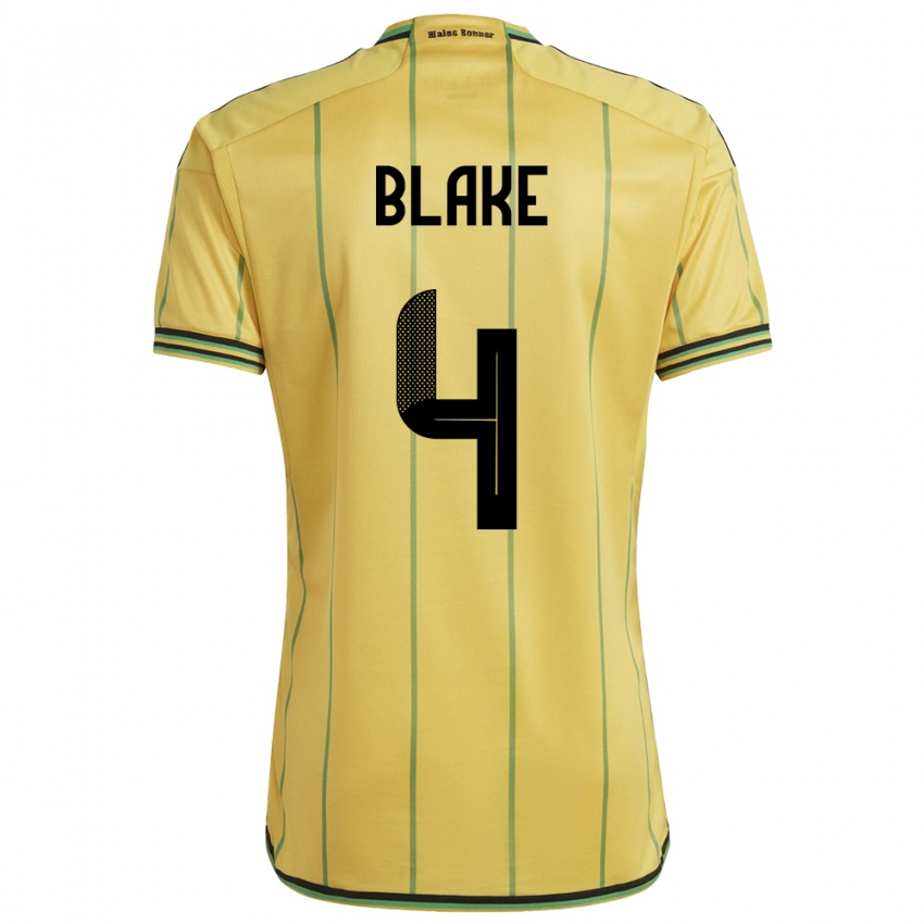 Mænd Jamaica Romain Blake #4 Gul Hjemmebane Spillertrøjer 24-26 Trøje T-Shirt