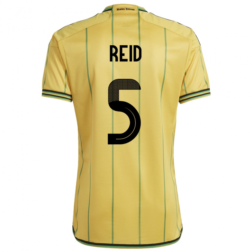 Mænd Jamaica Adrian Reid #5 Gul Hjemmebane Spillertrøjer 24-26 Trøje T-Shirt