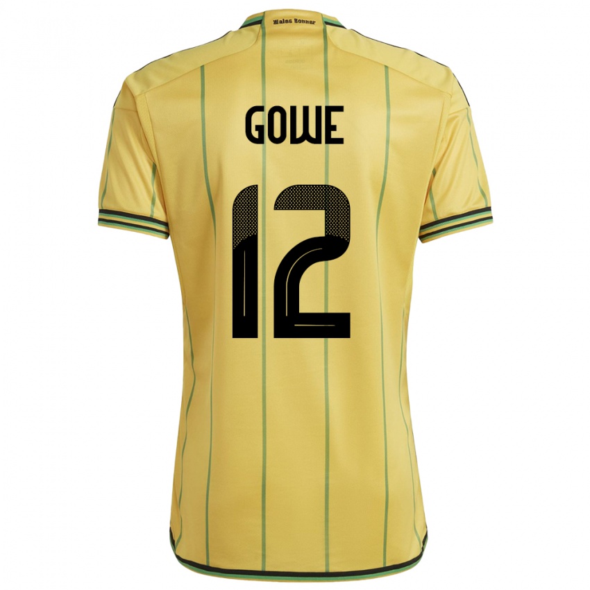Mænd Jamaica Tyrese Gowe #12 Gul Hjemmebane Spillertrøjer 24-26 Trøje T-Shirt