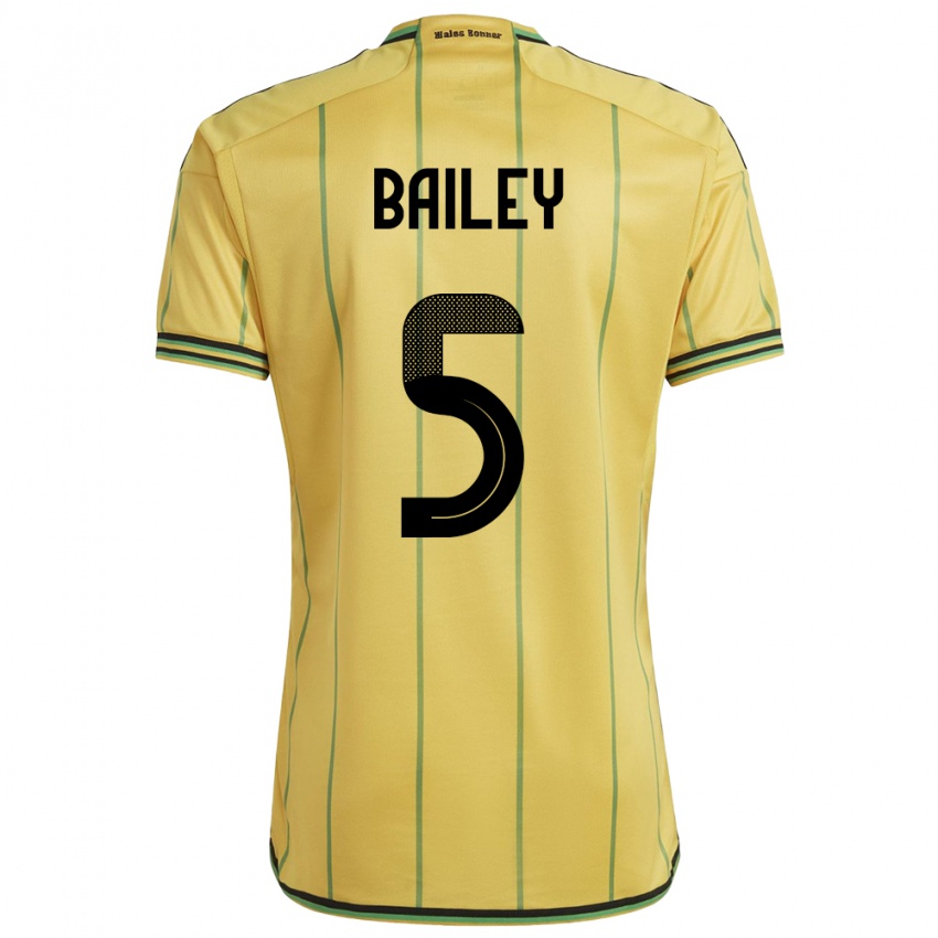 Mænd Jamaica Jade Bailey #5 Gul Hjemmebane Spillertrøjer 24-26 Trøje T-Shirt