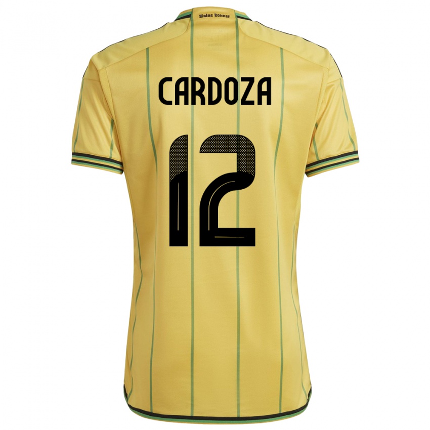 Mænd Jamaica Naya Cardoza #12 Gul Hjemmebane Spillertrøjer 24-26 Trøje T-Shirt