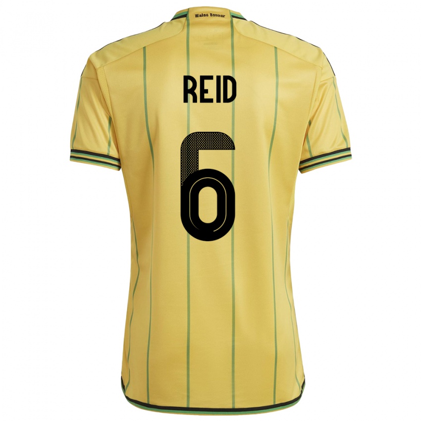 Mænd Jamaica Lauren Reid #6 Gul Hjemmebane Spillertrøjer 24-26 Trøje T-Shirt