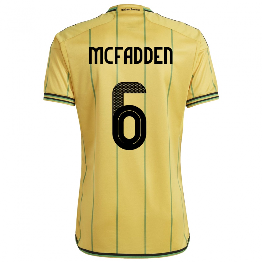 Mænd Jamaica Logan Mcfadden #6 Gul Hjemmebane Spillertrøjer 24-26 Trøje T-Shirt