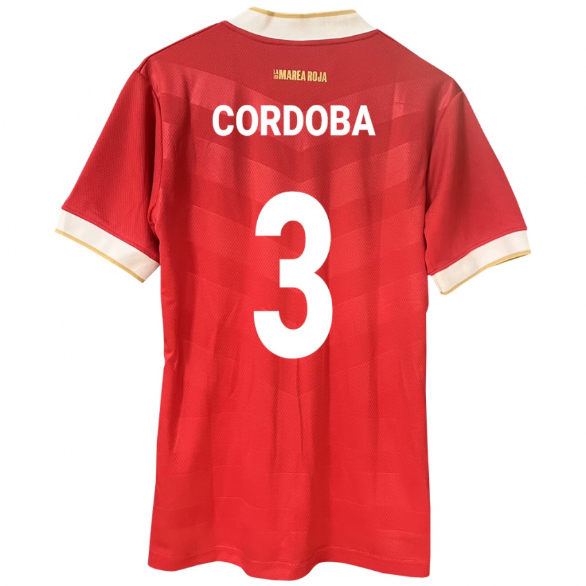Mænd Panama José Córdoba #3 Rød Hjemmebane Spillertrøjer 24-26 Trøje T-Shirt