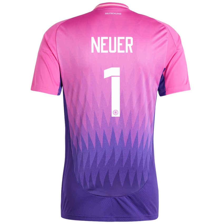 Mænd Tyskland Manuel Neuer #1 Pink Lilla Udebane Spillertrøjer 24-26 Trøje T-Shirt