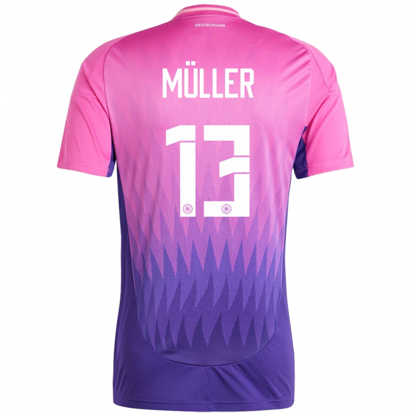 Mænd Tyskland Thomas Muller #13 Pink Lilla Udebane Spillertrøjer 24-26 Trøje T-Shirt