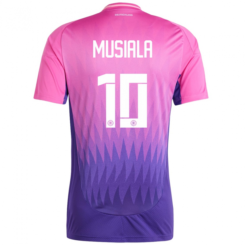 Mænd Tyskland Jamal Musiala #10 Pink Lilla Udebane Spillertrøjer 24-26 Trøje T-Shirt