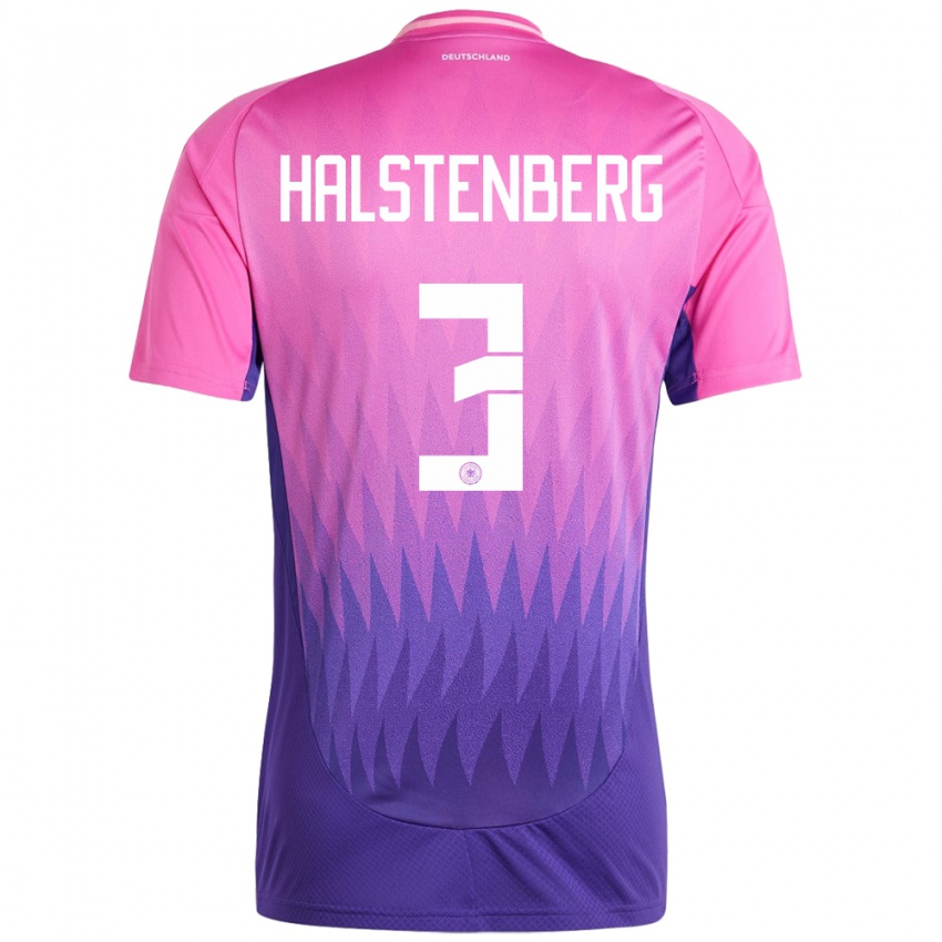 Mænd Tyskland Marcel Halstenberg #3 Pink Lilla Udebane Spillertrøjer 24-26 Trøje T-Shirt