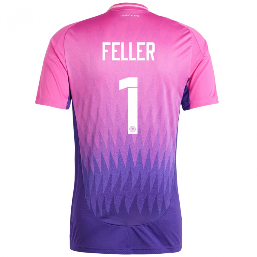 Mænd Tyskland Frank Feller #1 Pink Lilla Udebane Spillertrøjer 24-26 Trøje T-Shirt