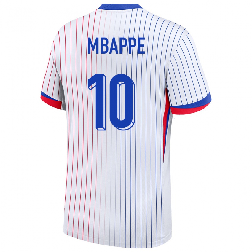 Mænd Frankrig Kylian Mbappe #10 Hvid Udebane Spillertrøjer 24-26 Trøje T-Shirt