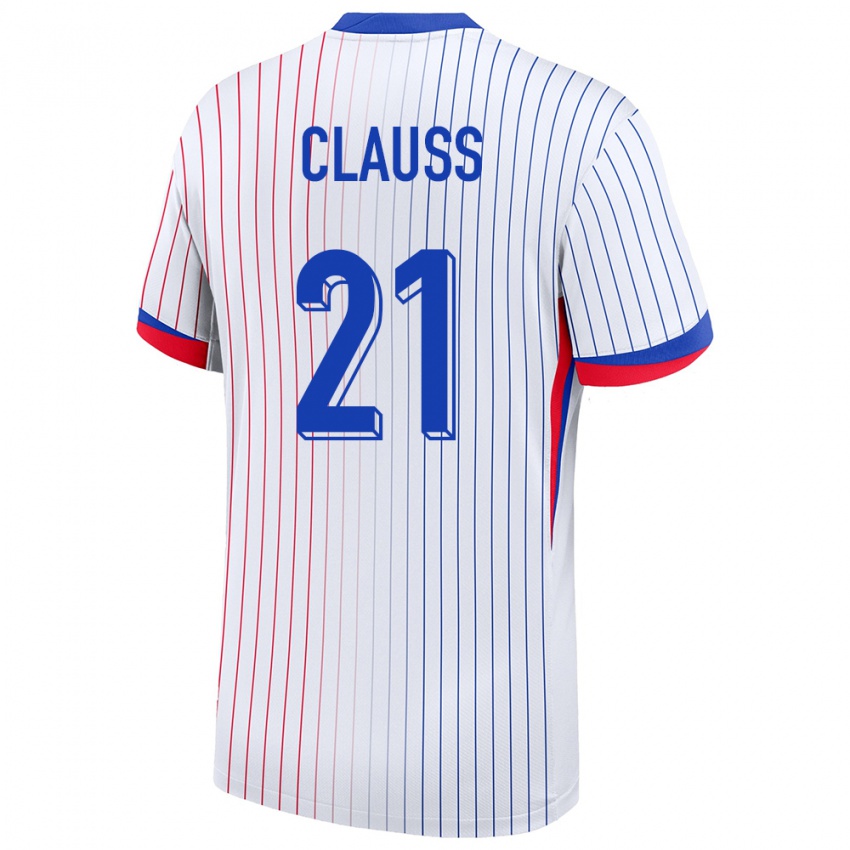 Mænd Frankrig Jonathan Clauss #21 Hvid Udebane Spillertrøjer 24-26 Trøje T-Shirt
