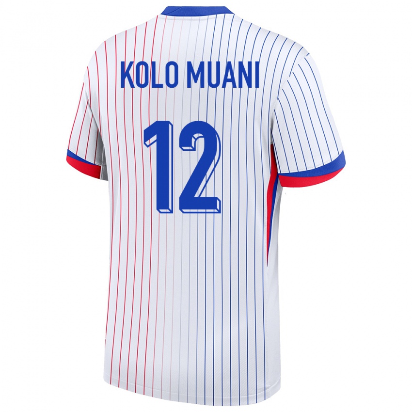 Mænd Frankrig Randal Kolo Muani #12 Hvid Udebane Spillertrøjer 24-26 Trøje T-Shirt