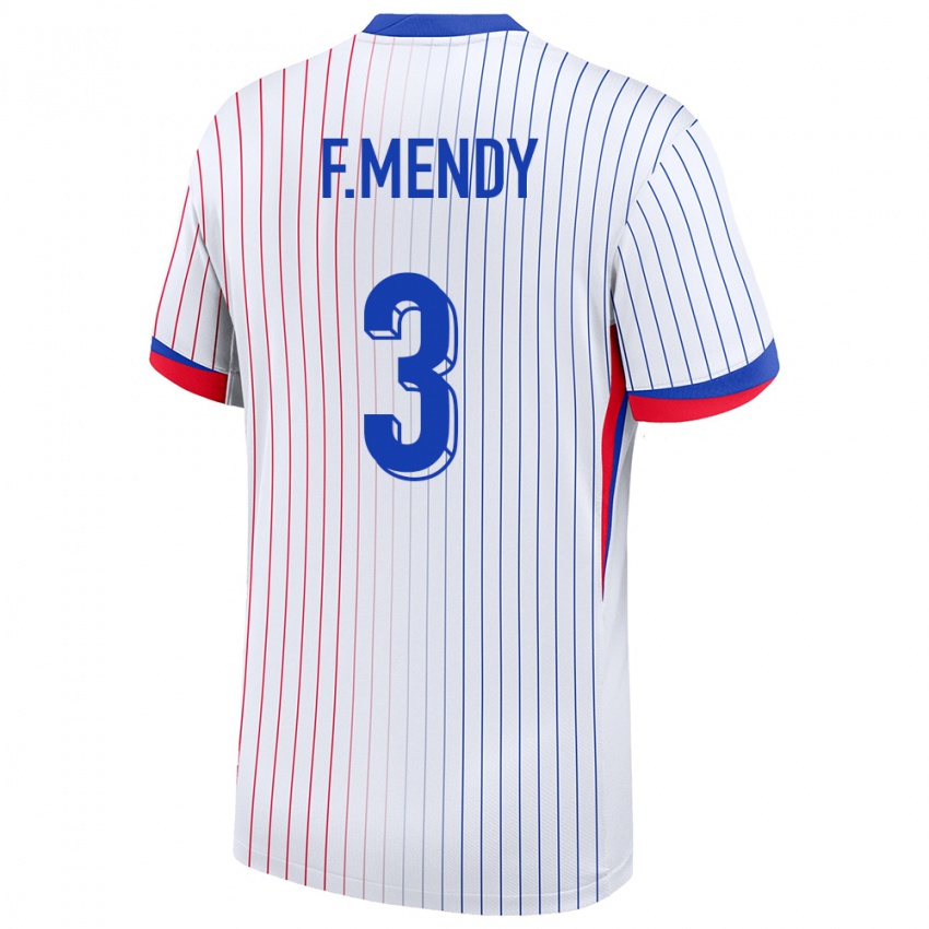 Mænd Frankrig Ferland Mendy #3 Hvid Udebane Spillertrøjer 24-26 Trøje T-Shirt