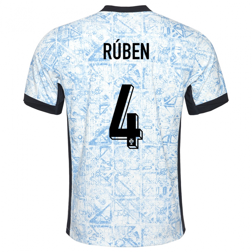 Mænd Portugal Ruben Dias #4 Creme Blå Udebane Spillertrøjer 24-26 Trøje T-Shirt