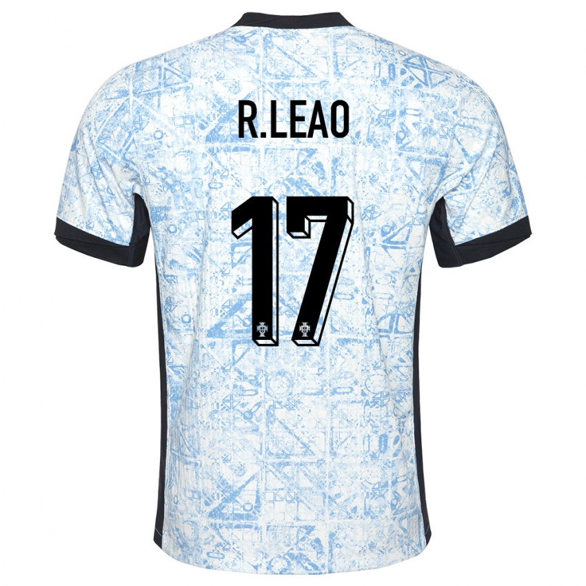 Mænd Portugal Rafael Leao #17 Creme Blå Udebane Spillertrøjer 24-26 Trøje T-Shirt