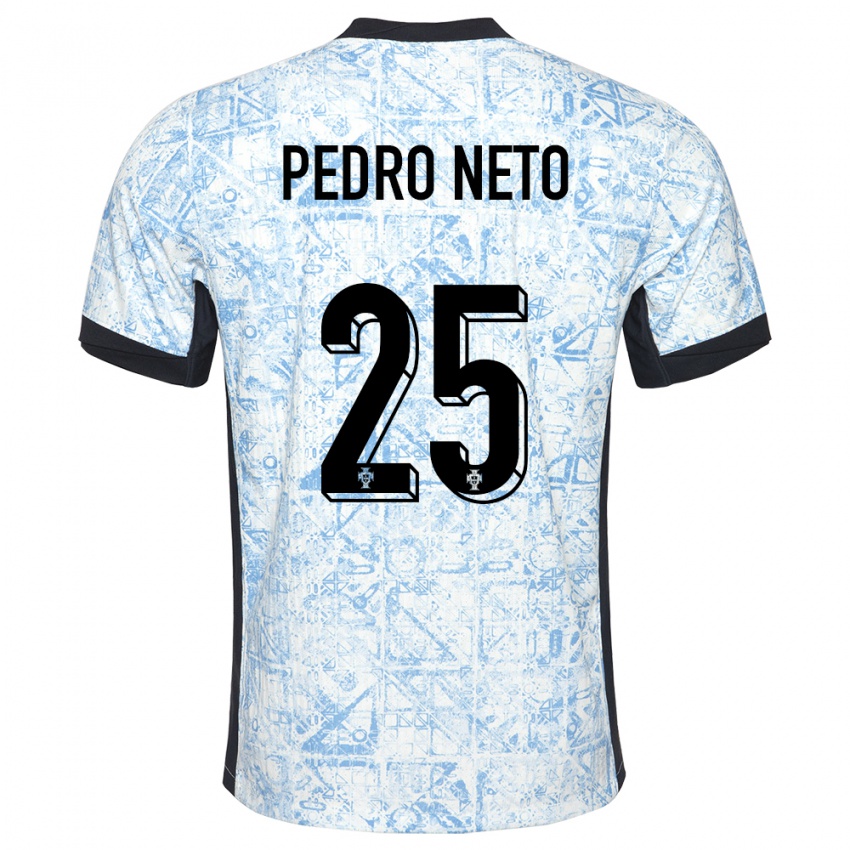 Mænd Portugal Pedro Neto #25 Creme Blå Udebane Spillertrøjer 24-26 Trøje T-Shirt