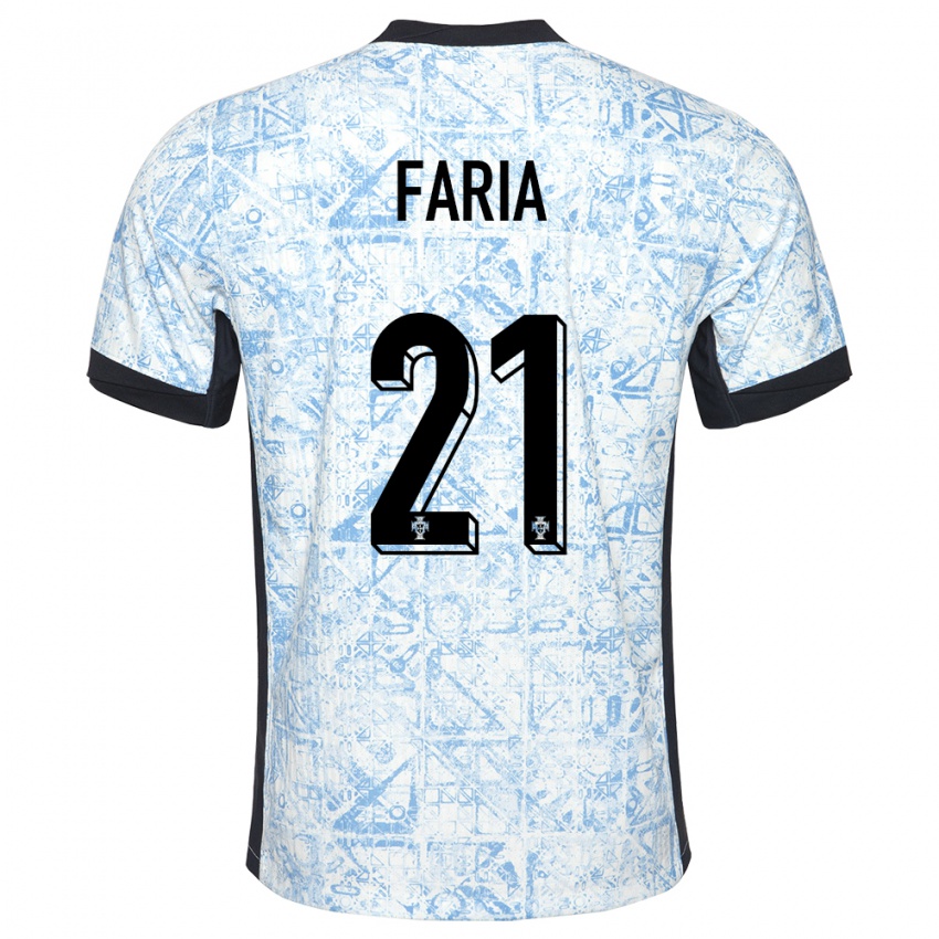 Mænd Portugal Andreia Faria #21 Creme Blå Udebane Spillertrøjer 24-26 Trøje T-Shirt
