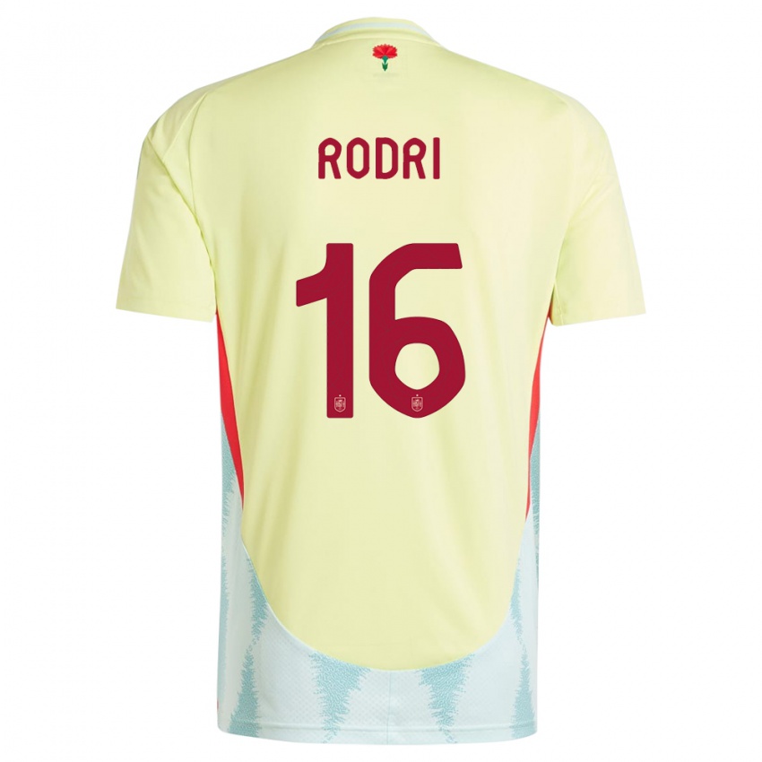 Mænd Spanien Rodri #16 Gul Udebane Spillertrøjer 24-26 Trøje T-Shirt