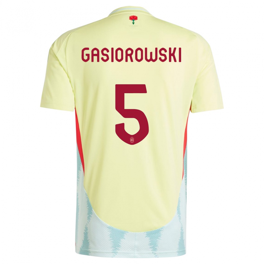 Mænd Spanien Yarek Gasiorowski #5 Gul Udebane Spillertrøjer 24-26 Trøje T-Shirt
