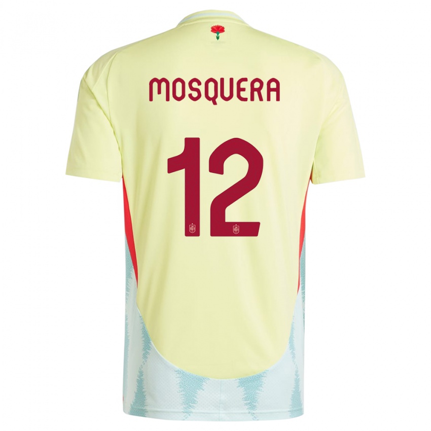 Mænd Spanien Cristian Mosquera #12 Gul Udebane Spillertrøjer 24-26 Trøje T-Shirt