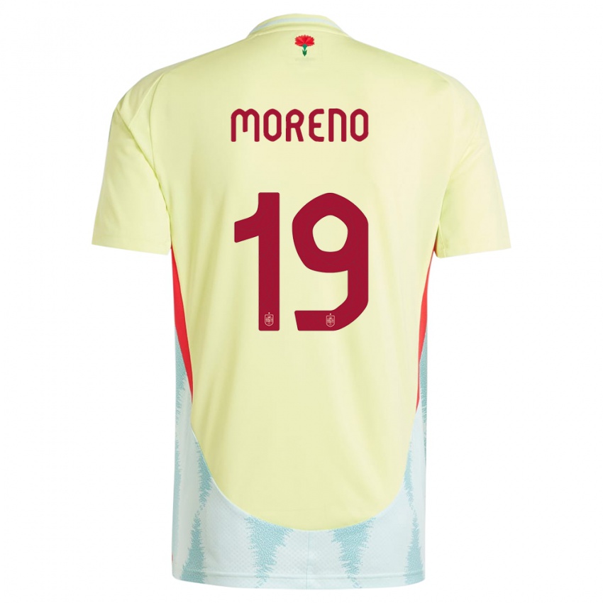 Mænd Spanien Victor Moreno #19 Gul Udebane Spillertrøjer 24-26 Trøje T-Shirt