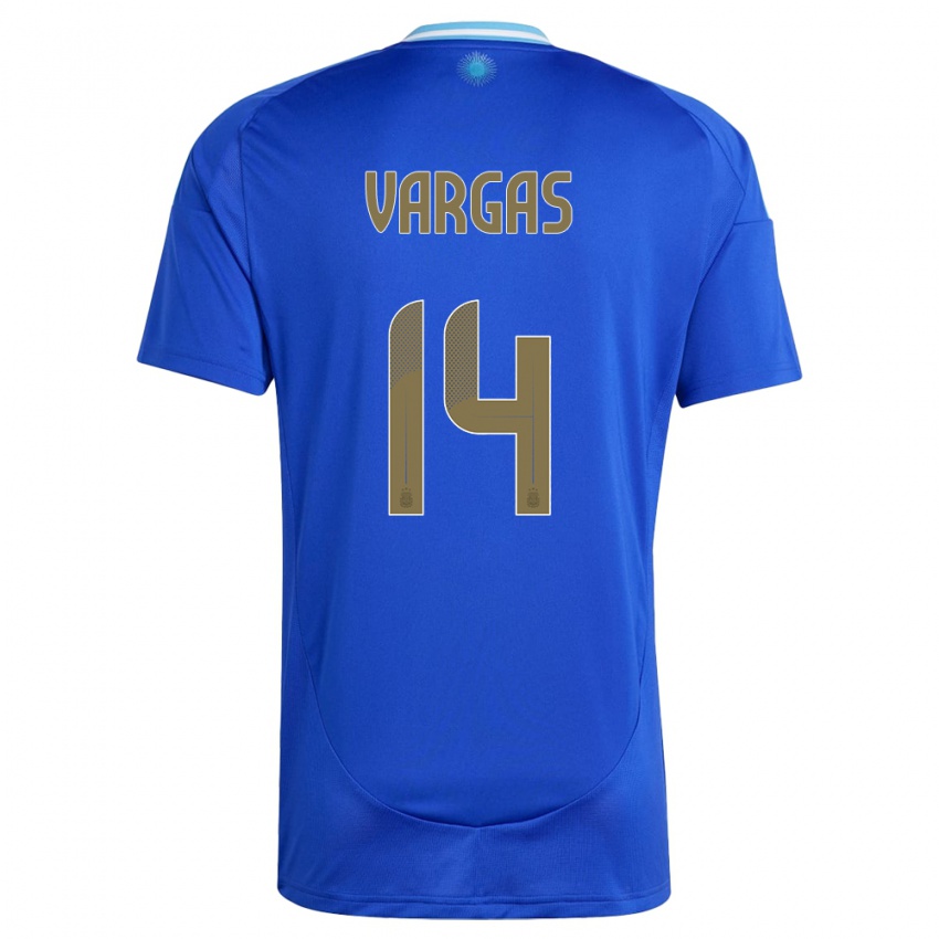 Mænd Argentina Agustina Vargas #14 Blå Udebane Spillertrøjer 24-26 Trøje T-Shirt