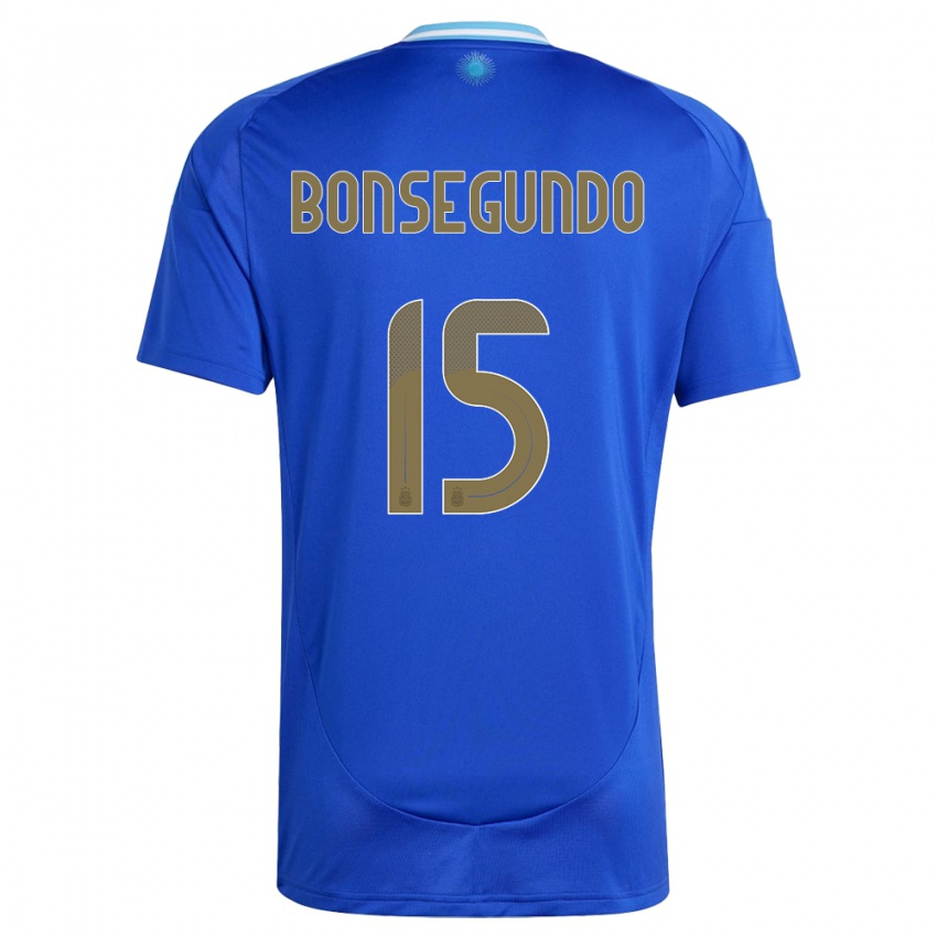 Mænd Argentina Florencia Bonsegundo #15 Blå Udebane Spillertrøjer 24-26 Trøje T-Shirt