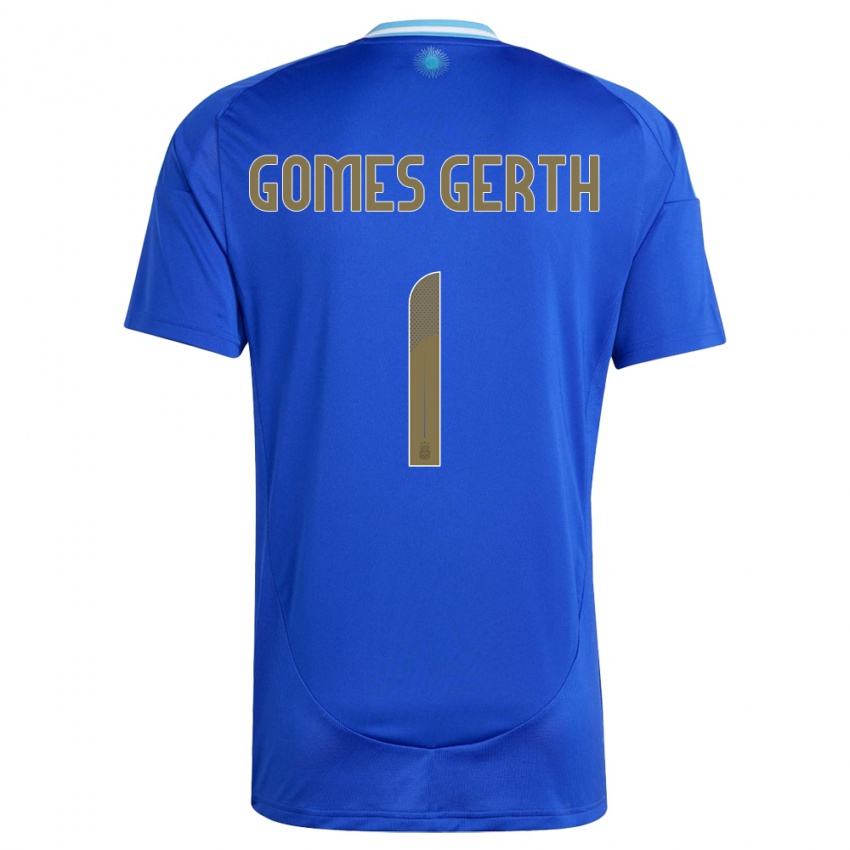 Mænd Argentina Federico Gomes Gerth #1 Blå Udebane Spillertrøjer 24-26 Trøje T-Shirt