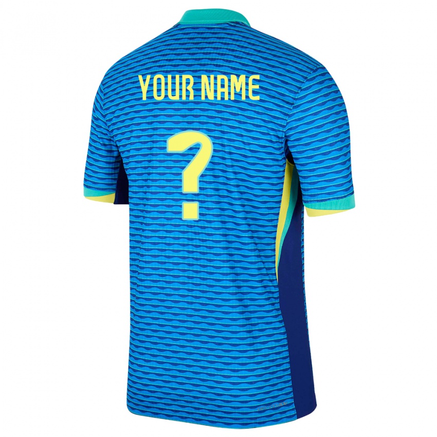 Mænd Brasilien Dit Navn #0 Blå Udebane Spillertrøjer 24-26 Trøje T-Shirt