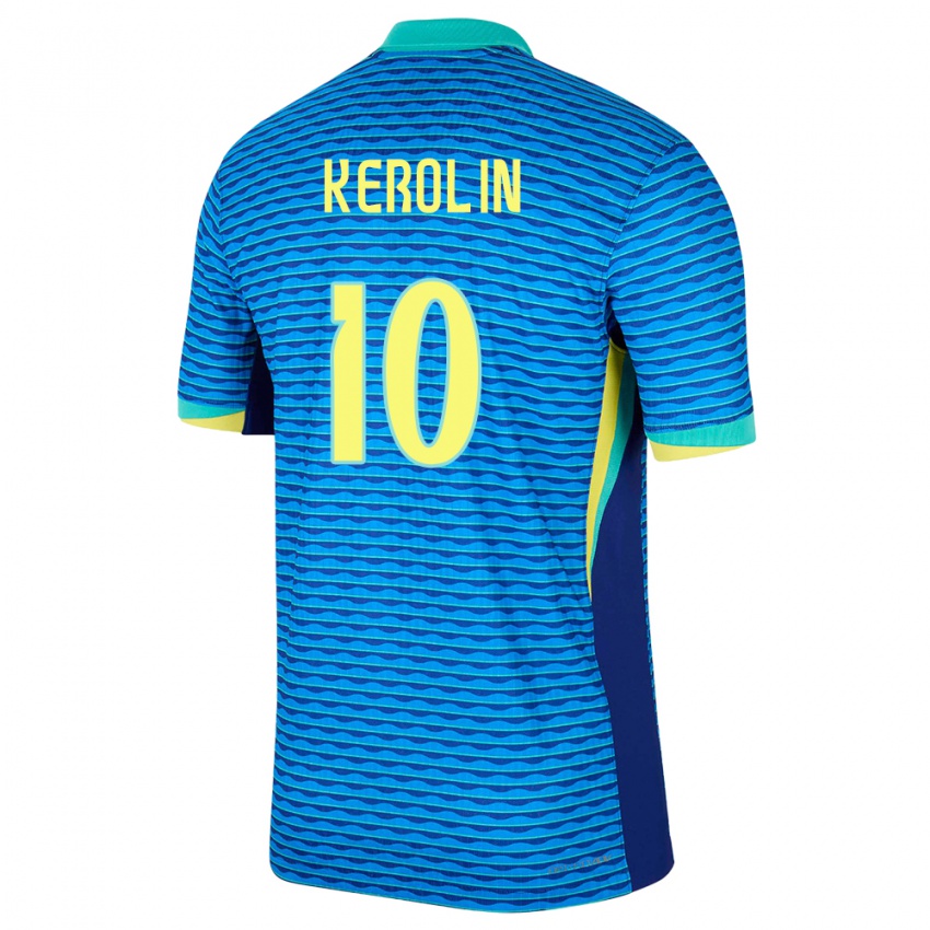 Mænd Brasilien Kerolin Nicoli #10 Blå Udebane Spillertrøjer 24-26 Trøje T-Shirt