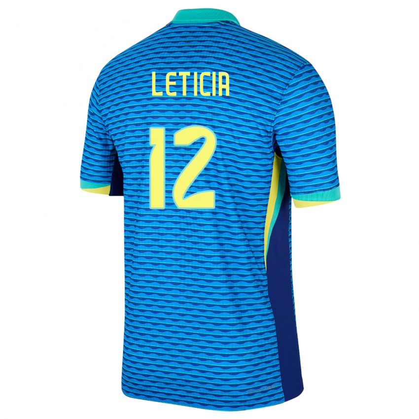 Mænd Brasilien Leticia #12 Blå Udebane Spillertrøjer 24-26 Trøje T-Shirt