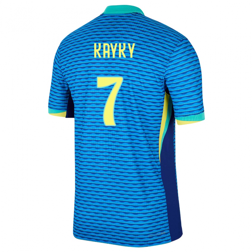 Mænd Brasilien Kayky #7 Blå Udebane Spillertrøjer 24-26 Trøje T-Shirt