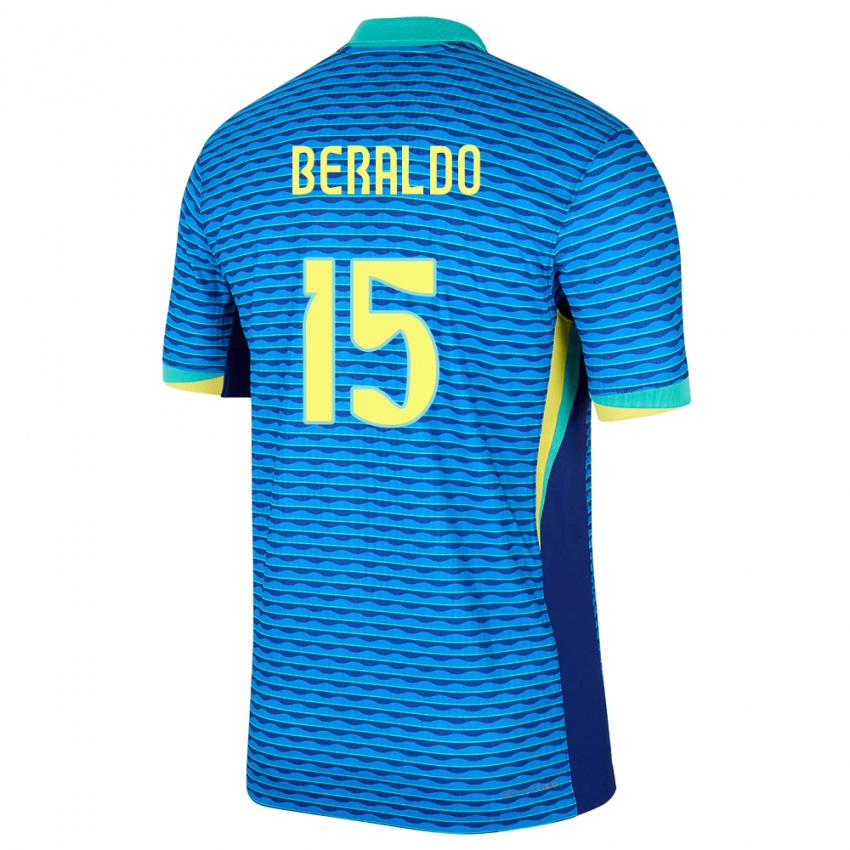 Mænd Brasilien Lucas Beraldo #15 Blå Udebane Spillertrøjer 24-26 Trøje T-Shirt