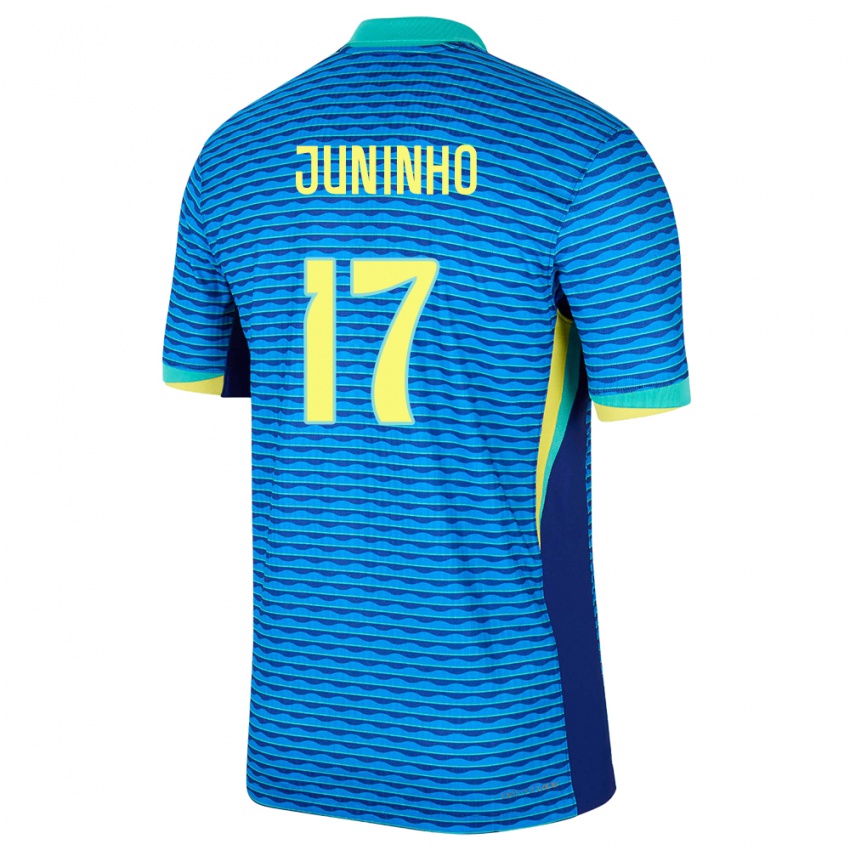 Mænd Brasilien Juninho #17 Blå Udebane Spillertrøjer 24-26 Trøje T-Shirt