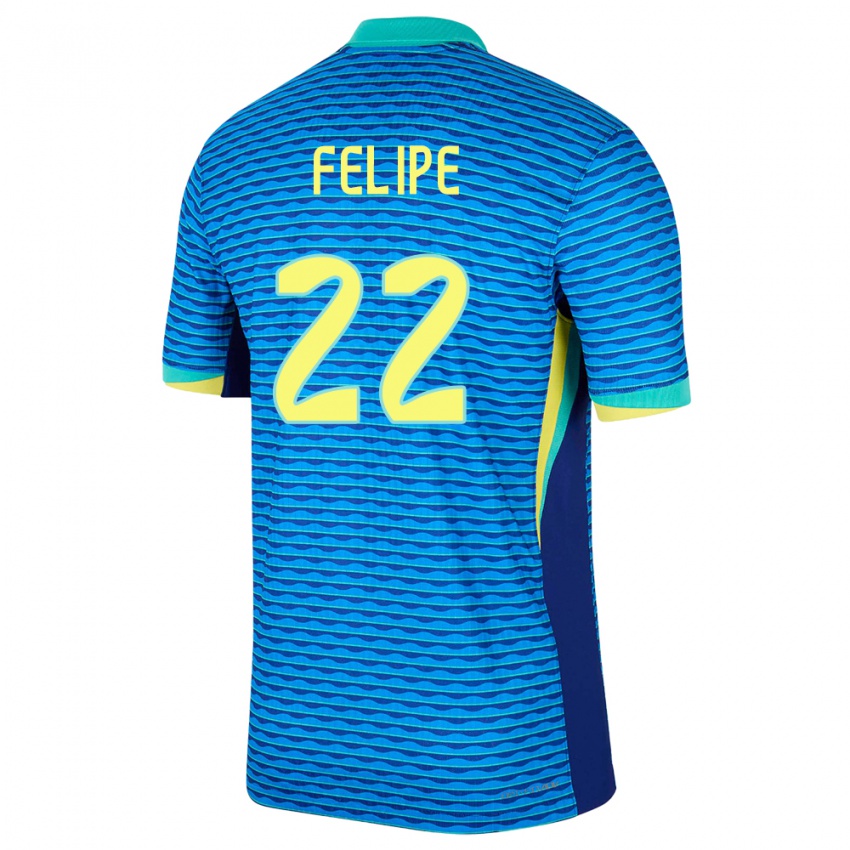 Mænd Brasilien Cayo Felipe #22 Blå Udebane Spillertrøjer 24-26 Trøje T-Shirt