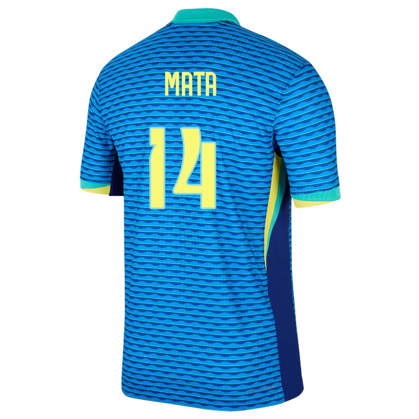 Mænd Brasilien Da Mata #14 Blå Udebane Spillertrøjer 24-26 Trøje T-Shirt