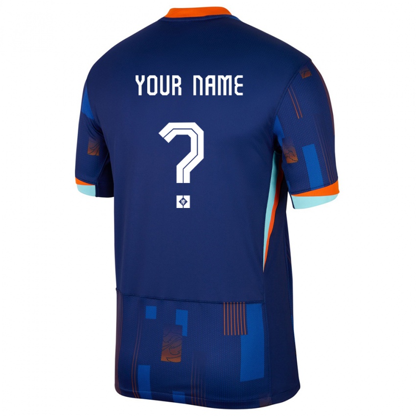 Mænd Holland Dit Navn #0 Blå Udebane Spillertrøjer 24-26 Trøje T-Shirt